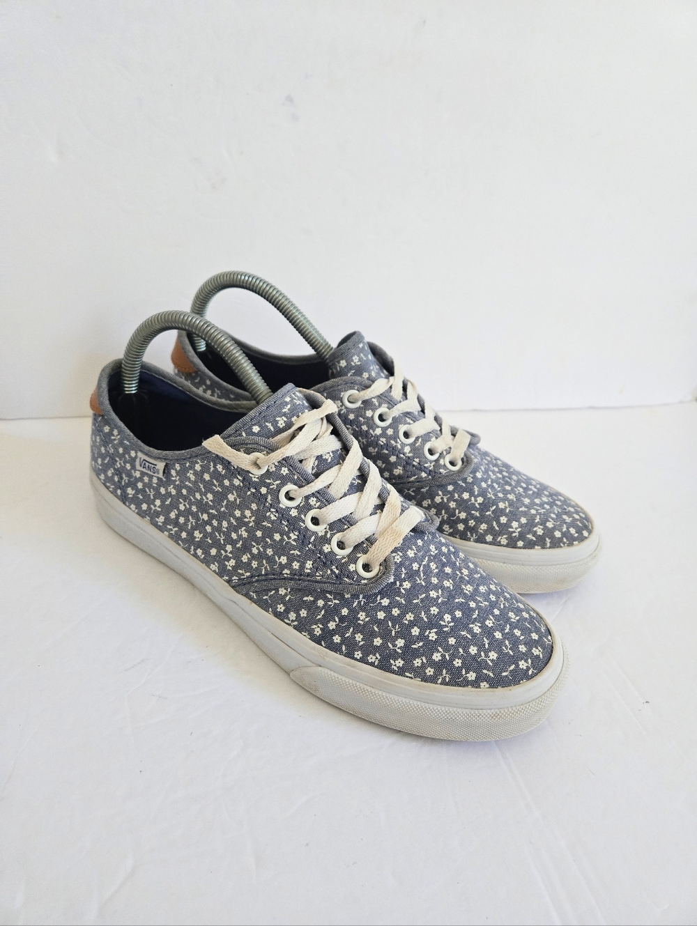 Vans Denim Blue Ditsy Floral Shoes Size 8.5